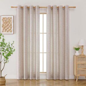 NWT - Airwill Natural Grommet Linen Curtains - Energy Saving Light Filtering